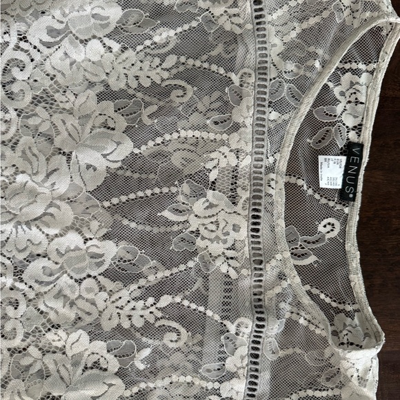 VENUS Lace Overlay Gray Blouse - Picture 5 of 8